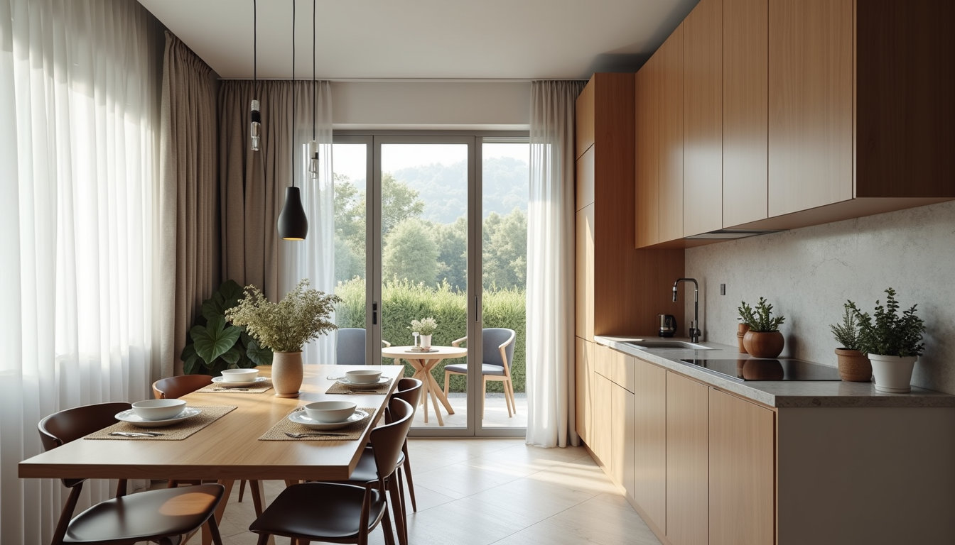 High angle view of a kitchen and dining area in a Trebinje apartment